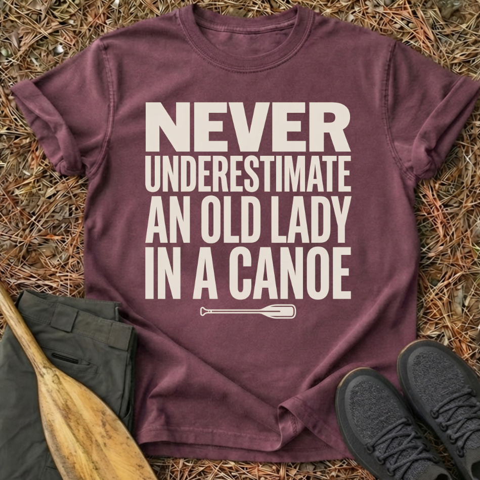 Old Lady in a Canoe T-Shirt